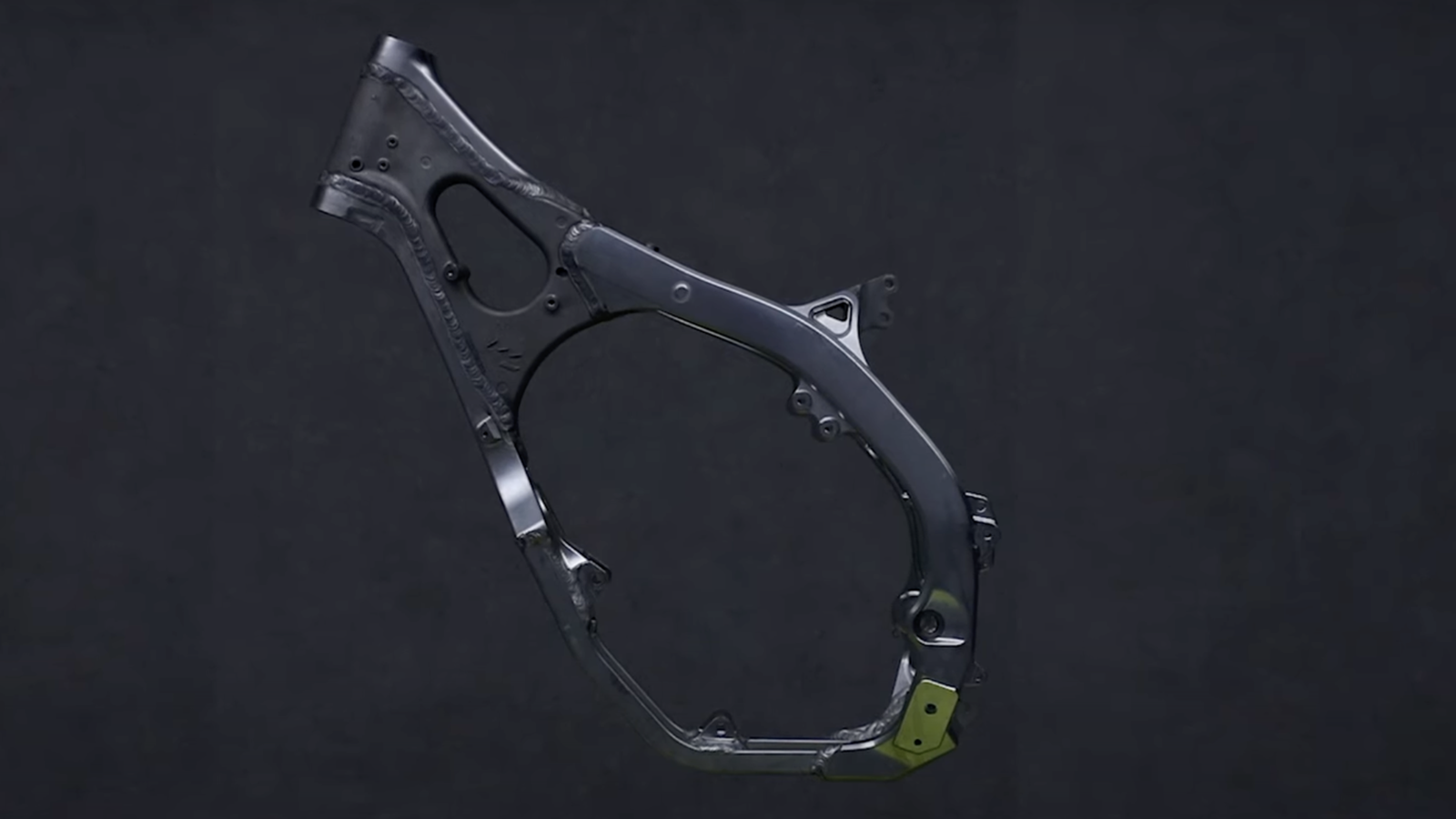 The frame of a motocross bike